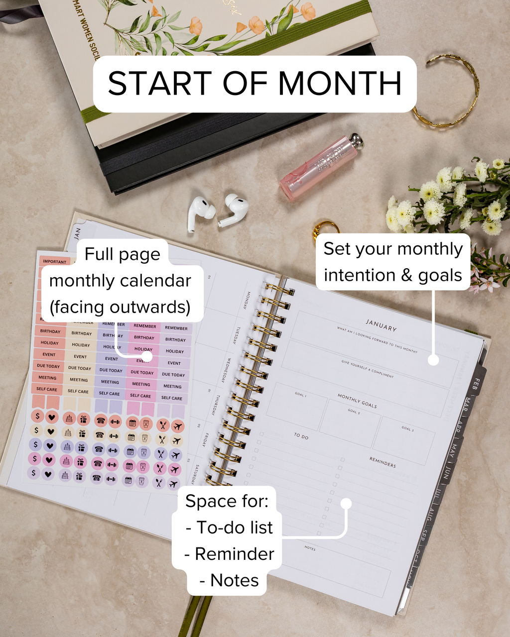 Smart Women Society - B5 Week-to-View - 2026 Calendar Year Diary/Planner - Beige