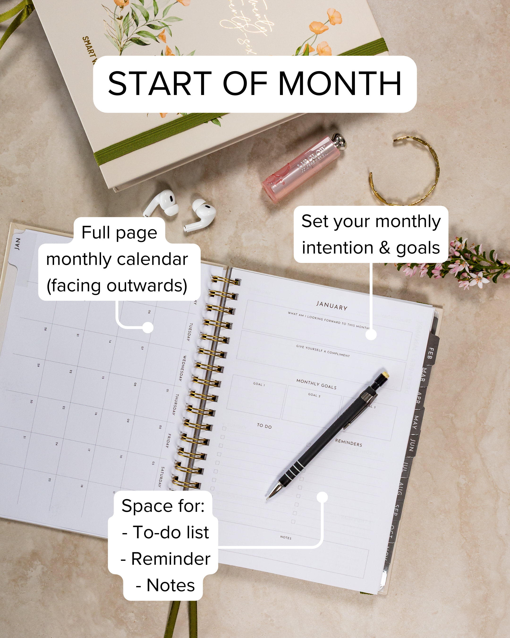 Smart Women Society - B5 Week-to-View - 2026 Calendar Year Diary/Planner - Beige