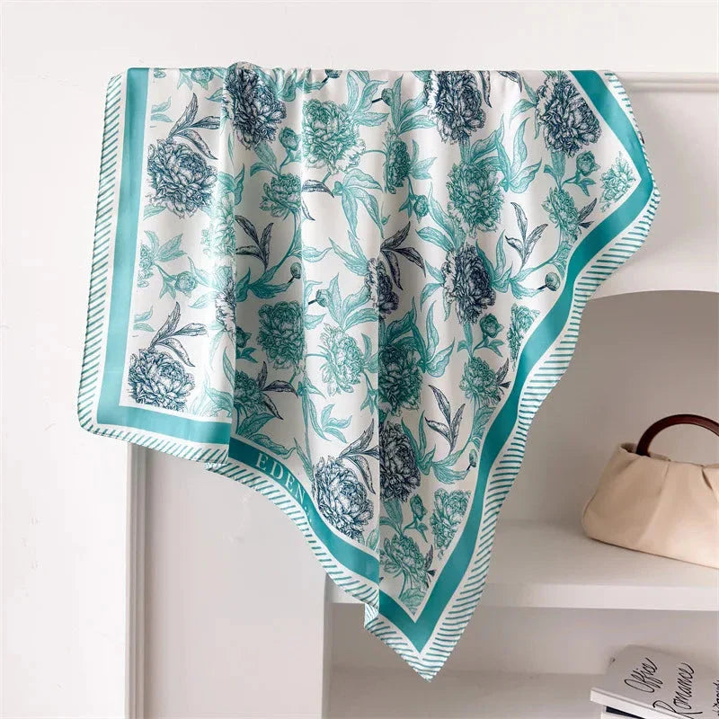 Luxury Silk-Feel Square Scarf – Satin Shawl, Hijab, Hair Wrap for Women