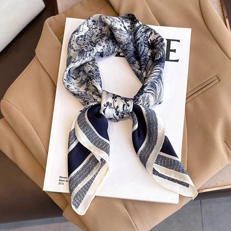 Luxury Silk-Feel Square Scarf – Satin Shawl, Hijab, Hair Wrap for Women